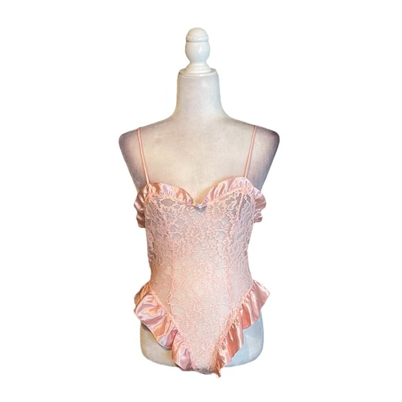 Vintage Victoria’s Secret Gold Label Light Pink Lace Body Suit Small - Picture 1 of 6